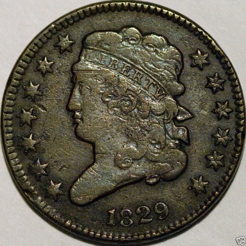 1829 1/2C Classic Head Half Cent XF Cohen 1 Struck Thru  