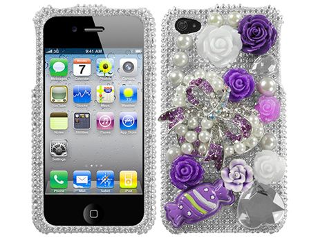 3D BLING RHINESTONE DIAMOND HARD CASE COVER APPLE IPHONE 4 4S 