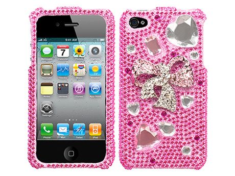 RHINESTONE 3D BLING FACEPLATE HARD SKIN CASE COVER APPLE IPHONE 4 4S 