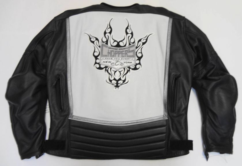 ORANGE COUNTY CHOPPERS LEATHER MOTORCYCLE JACKET POWER TRIP COWHIDE XL 