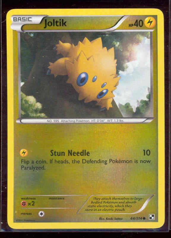 Pokemon JOLTIK 44/114 Black & White Rev Holo MINT  