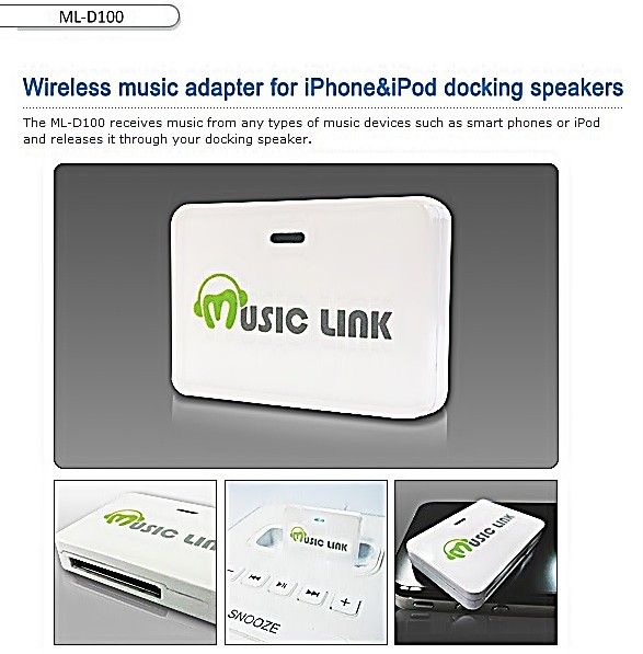 ML D100 Bluetooth Receiver  I Phone Docking Speaker  