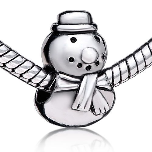 PUGSTER® BEAD SNOWMAN SILVER CHARM FOR BRACELET G84  