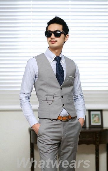 Mens Slim Gentleman Vest Waistcoat Grey 3 Size Z80  