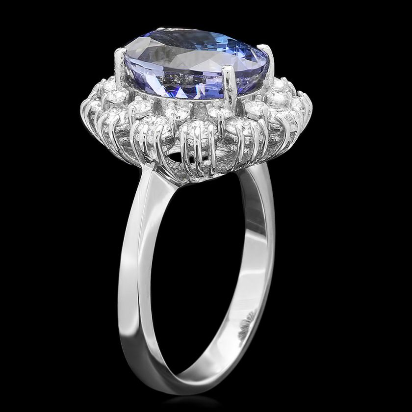 12800 CERTIFIED 14K WHITE GOLD 5.00CT TANZANITE 1.40CT DIAMOND RING 