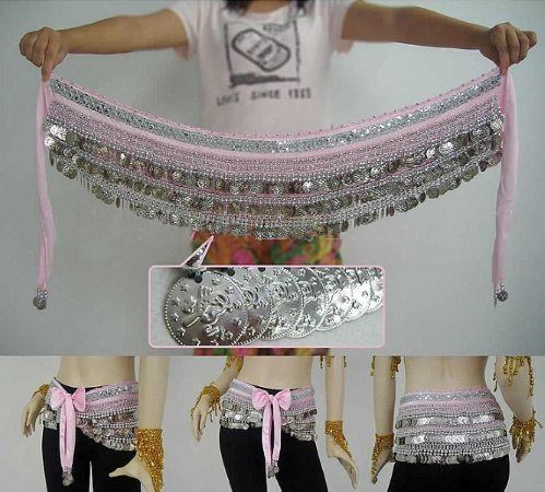 Belly Dance Hip Scarf Belt velvet & 338pcs silver Coins  