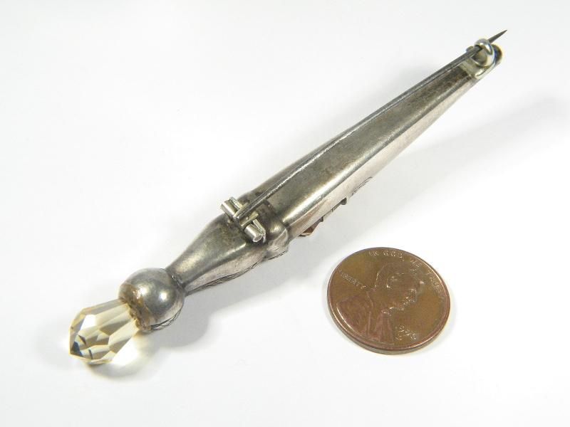 UNUSUAL ANTIQUE SCOTTISH SILVER CITRINE DIRK PIN c1850  