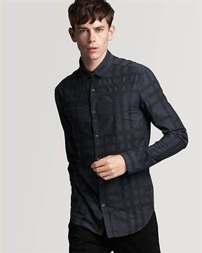 Burberry Brit Rhys Tonal Check Jacquard Modern Fit Shirt All Sizes 