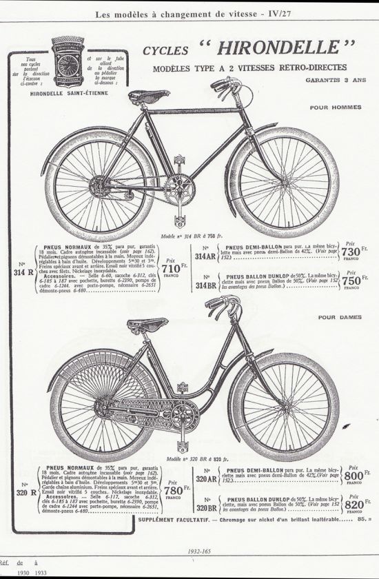 The normal Hirondelle Retro Directe (above) has a different chainwheel 