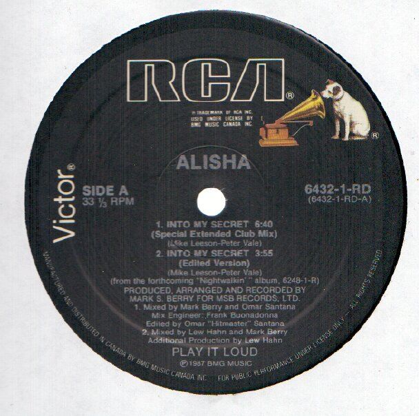 Alisha Into My Secret 12 VG++ Canada RCA 6432 1 RD  