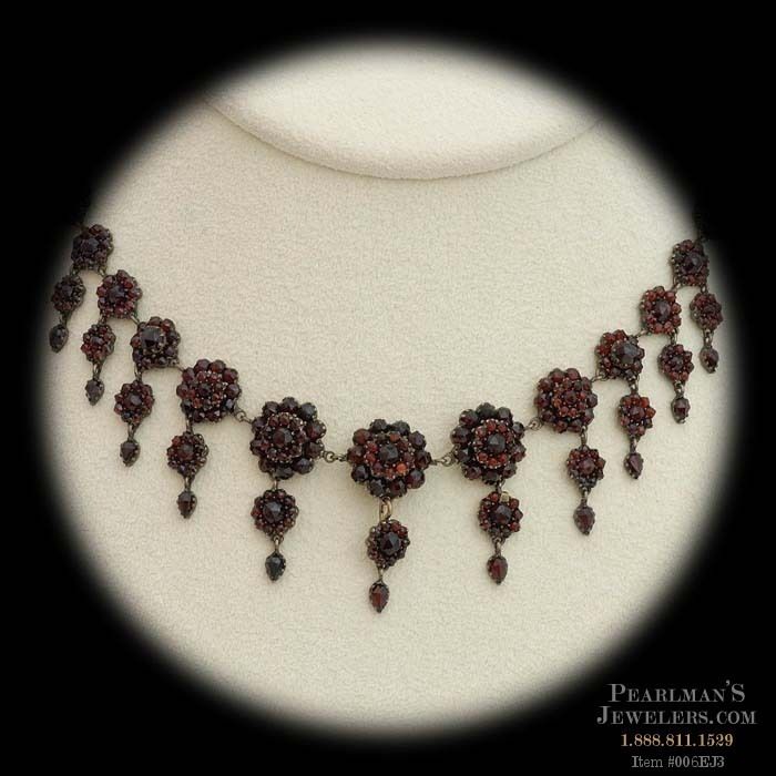 16 INCH ANTIQUE SILVER GARNET VINTAGE NECKLACE  