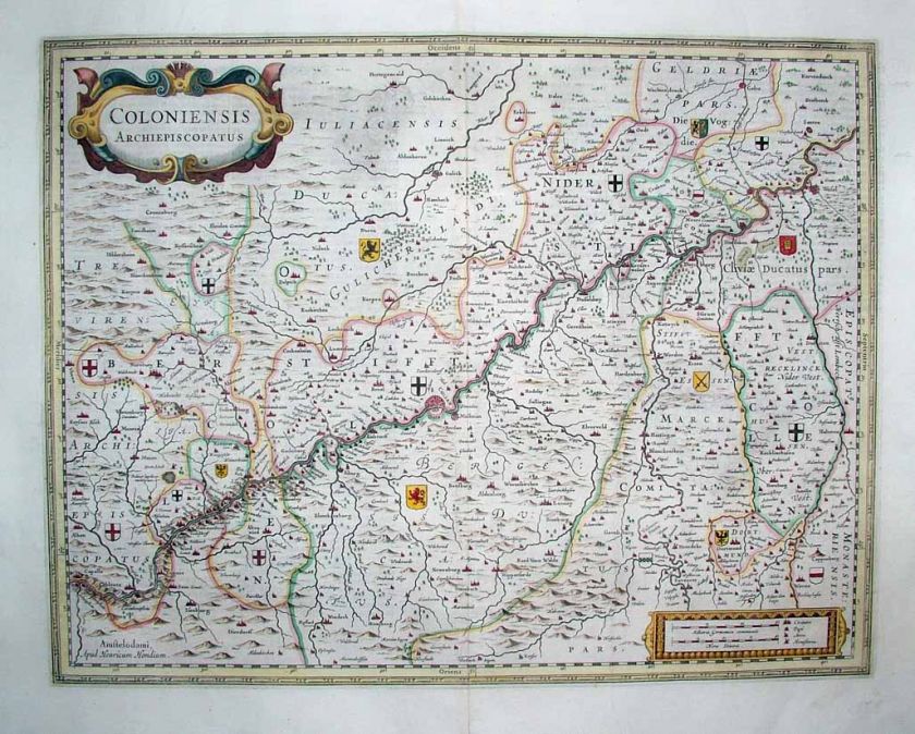 1633 Hondius NORDRHEIN WESTFALEN Köln Düsseldorf Bonn  