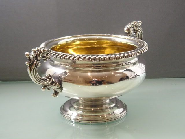   HALLMARKED 2 HANDLED SILVER & GILT BOWL S C YOUNGE SHEFFIELD 1824