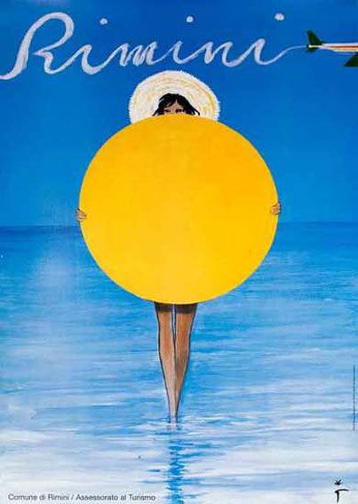 Rene Gruau Rimini Sun 1993 travel poster original  