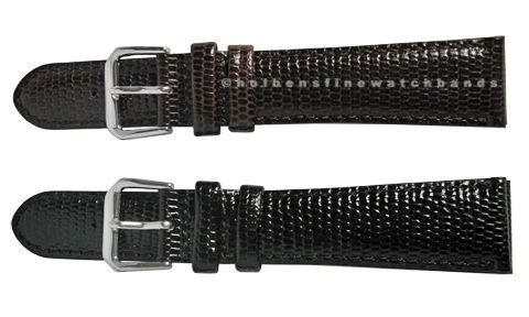 18mm Lizard Grain Brown Leather deBeer Mens Watch Band Strap  