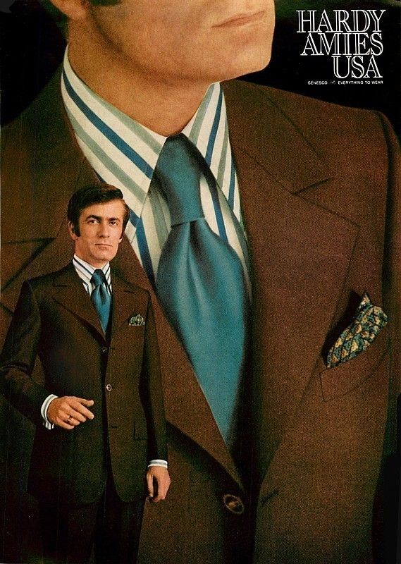 1970 Hardy Amies USA Ad   Mans Brown Suit  