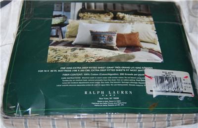 RALPH LAUREN Bucks County KING FITTED SHEET NEW 1ST  