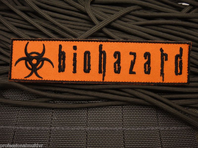   BIOHAZARD ORANGE Velcro Patch ZOMBIE HUNTER 1X5 symbol/sign/warning