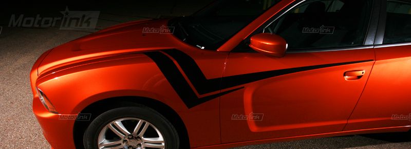 2011 & up Dodge Charger THUNDERBOLT Accent Stripe Graphics Hood 