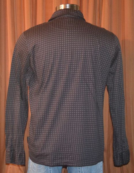 HUGO BOSS LONG SLEEVE BROWN POLKA DOT CASUAL PULLOVER SHIRT MENS SMALL 