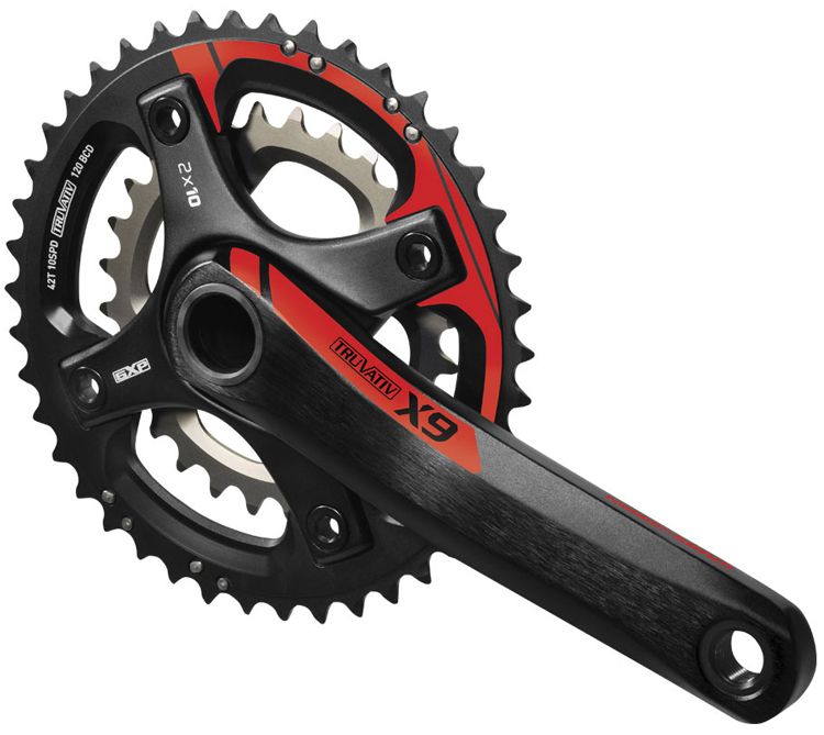 SRAM Truvativ 2011 X9 2x10 Speed MTB Crankset Black/Red 28/42 175mm 