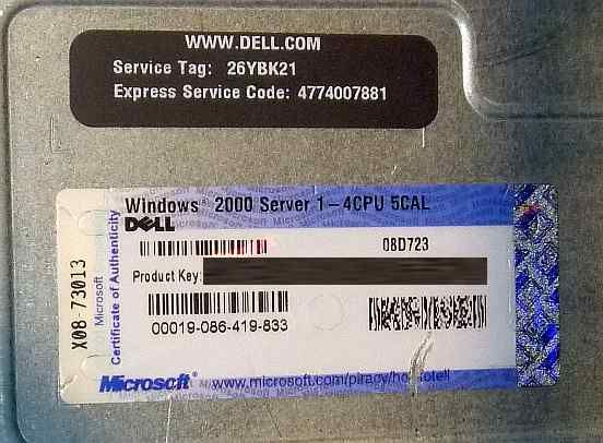 Dell PowerEdge 2650 Dual Intel Xeon 2.4GHz CPU; 2GB RAM; 1x 36GB 