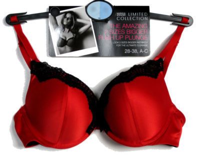   LIPSTICK GRUNGE AMAZING 2 SIZES BIGGER PUSH UP PLUNGE BRA 28B NEW £22