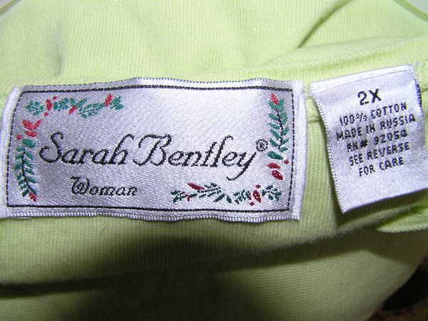 Sarah Bentley New 100%Cotton Shirt LIME Top 2XL  