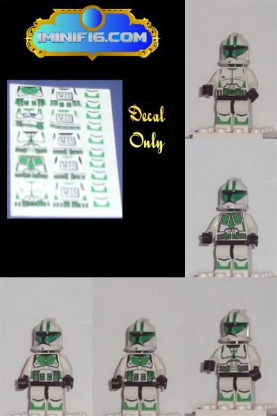 LEGO Custom Star Wars Green Clone Trooper decals x 5  