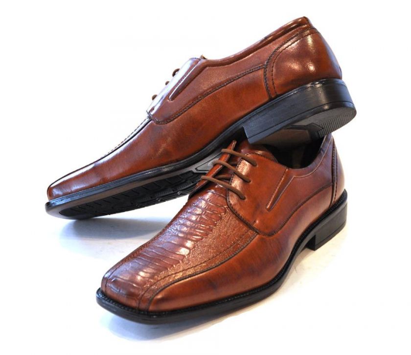 Brown Dress Shoe Lace Up Alligator Crocodile Men  