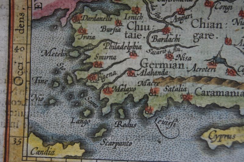   CONSTANTINOPLE ANATOLIA TURKEY ASIA MINOR MAP ORTELIUS 1602 AD #A467S