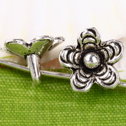 70pc Tibetan Silver Flower Bead Charms Drops CA326  