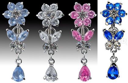 Solid Grade 5 Titanium Shaft Flower, Butterfly & Tear Drop 3 