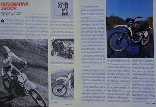 HUSQVARNA 390 CR YAMAHA YZ 400D Tests YZ400 1977  