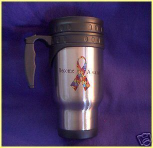 Autism Awareness Ribbon Stainless Steel Travel Mug   