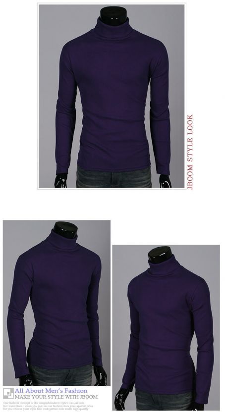 Herren Rollkragen Pullover 8 FARBEN Slim Fit Long Sleeve  