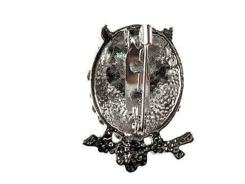 Wedding prom clear Crystal hooter Brooch pin owl NEW  