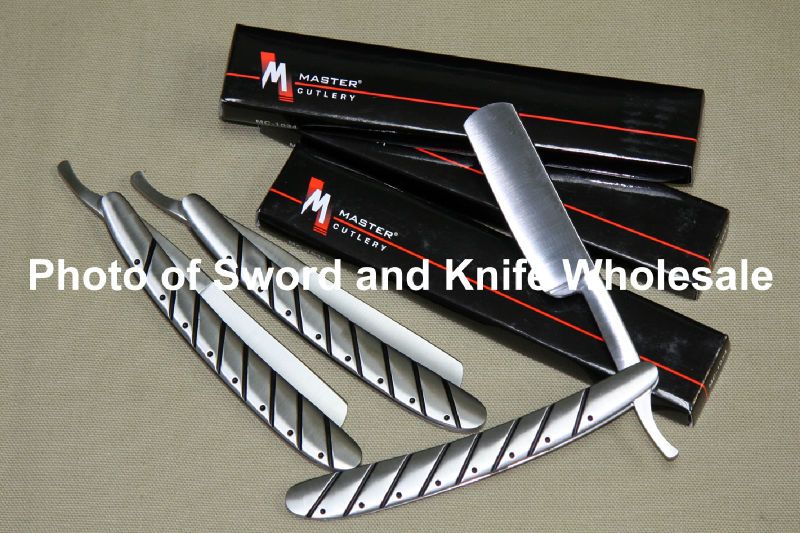 WHOLESALE LOT OF 3 Stainless Steel Straight Barber Razor Chrome Knife 