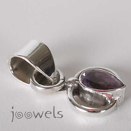 Genuine Amethyst Pendant Sterling silver #013  