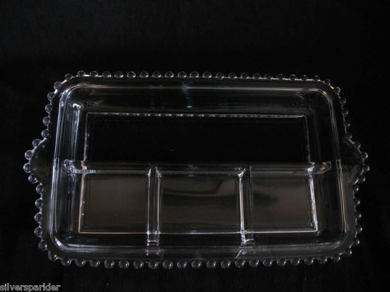 Divided 4 Part Relish Dish Rectangular Candlewick Imper  