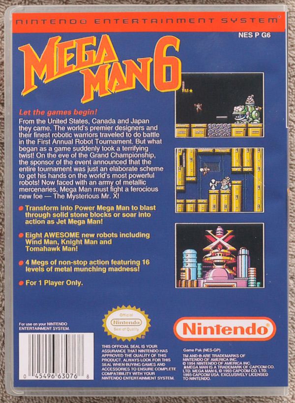   Mega Man NES Game Case Bundle, Mega Man 1 2 3 4 5 6 *NO GAMES*  
