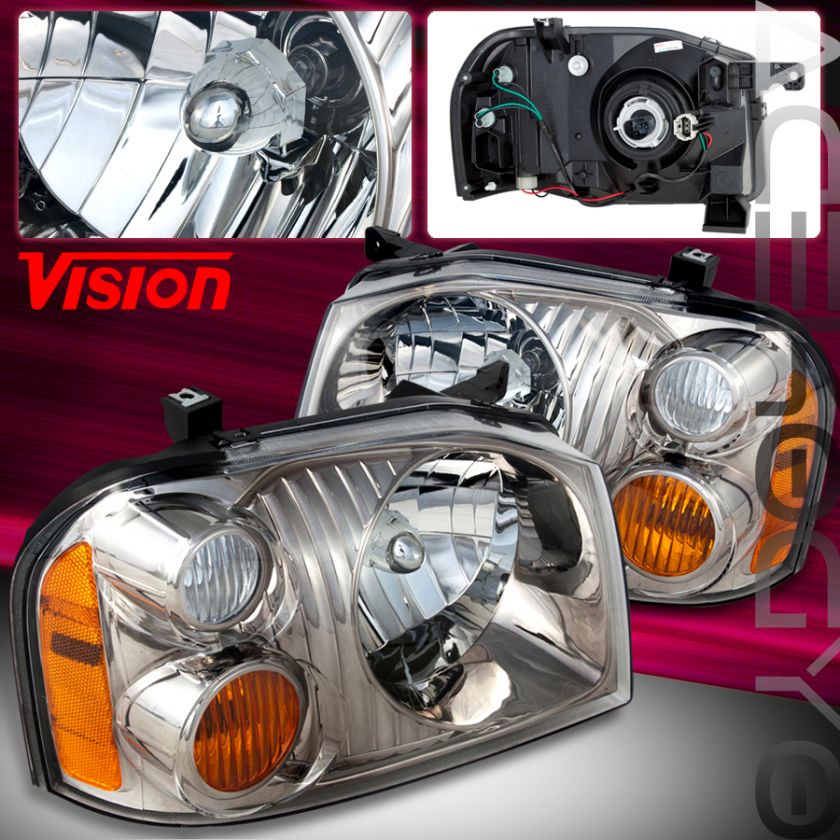   NISSAN FRONTIER SC SE CREW EXTENDED CAB PICKUP CHROME HEAD LIGHTS PAIR