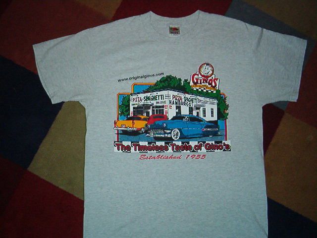 vintage GINOS PIZZA SHIRT Toledo Ohio Original LARGE  