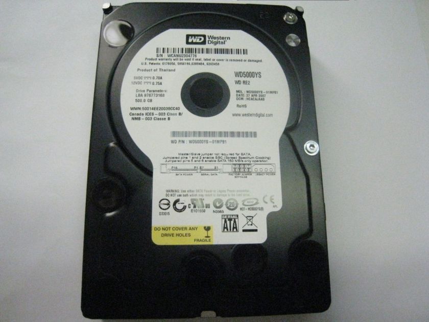 Western Digital RE2 500GB WD5000YS 01MPB1 DCM HCACAJAAB SATA HDD 