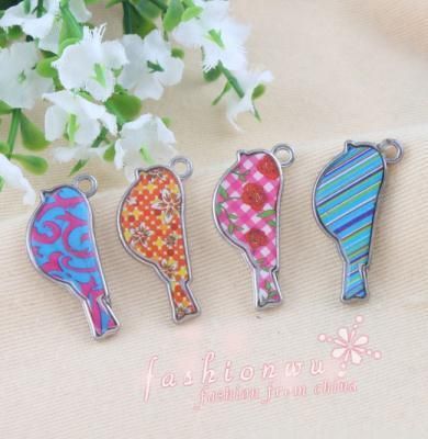 50X Two Sided Colorful Enamel Lovely Bird Charm  