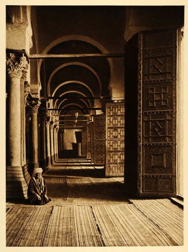   Mosque Man Kairouan Tunisia Lehnert   ORIGINAL PHOTOGRAVURE  