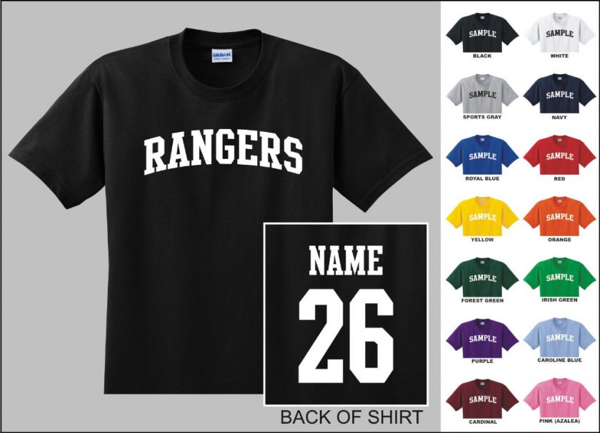 Rangers College Letters Custom Name & Number Personalized Baseball T 