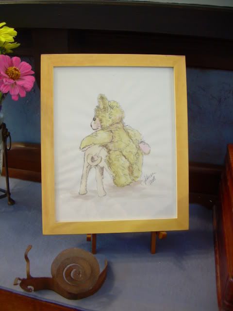 ORIGINAL Watercolor Painting C PETERSON Steiff Teddy Bear FRAMED OOAK 