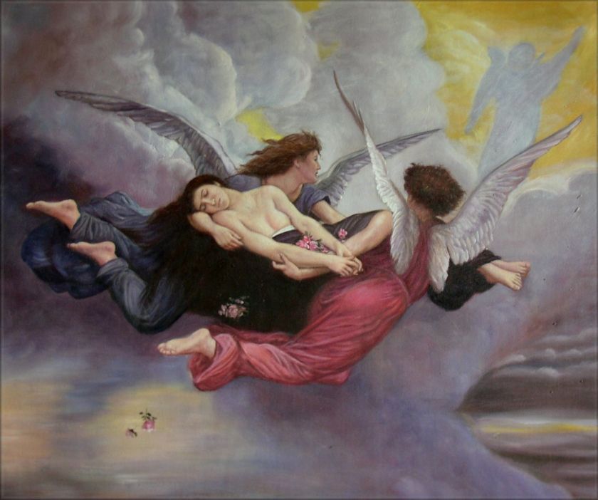 Hand Painted Oil Painting Repro Bouguereau A Soul Brought to Heaven 