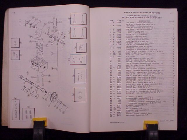 1970 Case 870 Agri King Tractor Parts Manual Book ORIG  